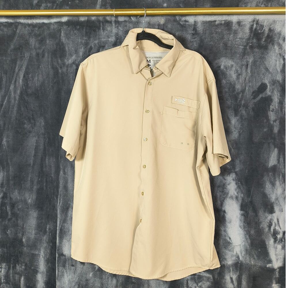 BASSDASH UPF 50 Men’s Fishing Dress Shirt Button Down Woven Short Sleeve Outdoor